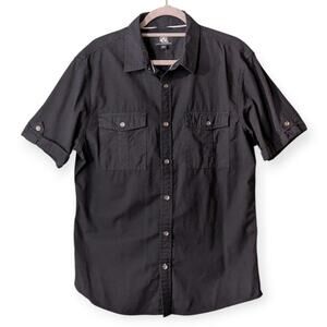 Rock and Republic Men's Black Short Sleeve Button Down Cotton Shirt Large